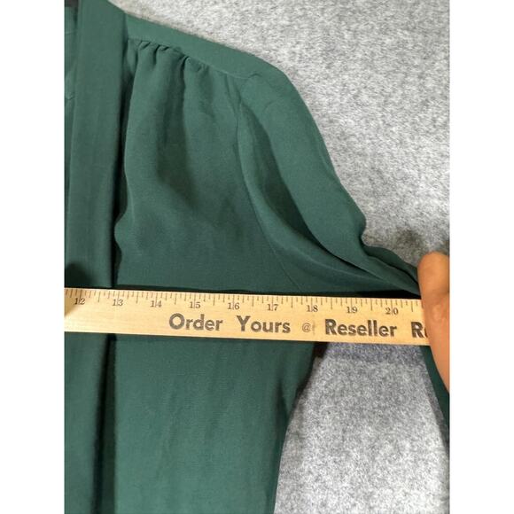 Express Blouse Women XS Green Semi Sheer Long Sleeve Button Front Neck tie Caree - Picture 4 of 7